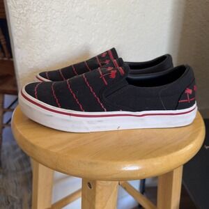 In-N-Out Burger Slip On Shoes Palm Tree Graphic Sneakers Black Red W9.5 M8.0